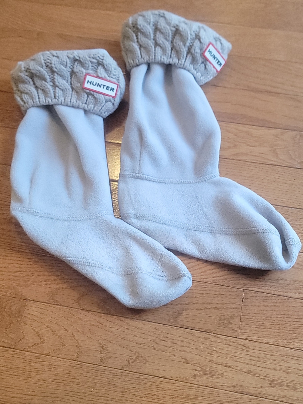 Hunter Light Gray Fleece Boot Sock Liners with Knit Cuff Women's Size 4-6